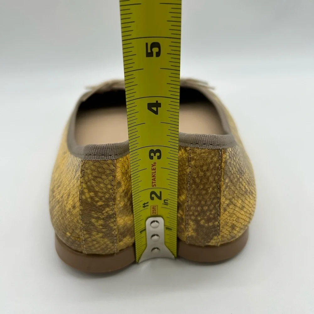 Helene Rouge Made in Spain Snake Embossed Leather Ballet Flats Yellow EU 38 NWT